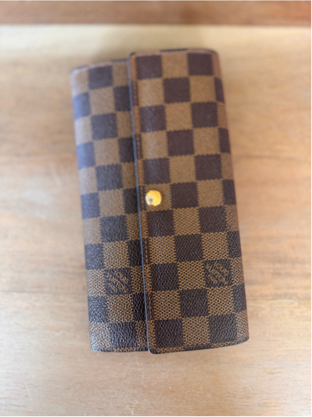 Louis Vuitton Damier Ebene Wallet One Size Brown Gold